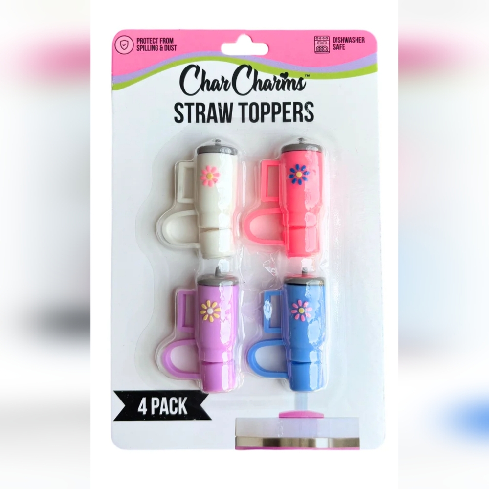 NWT Char Charms 4 pack Tumbler Straw Toppers